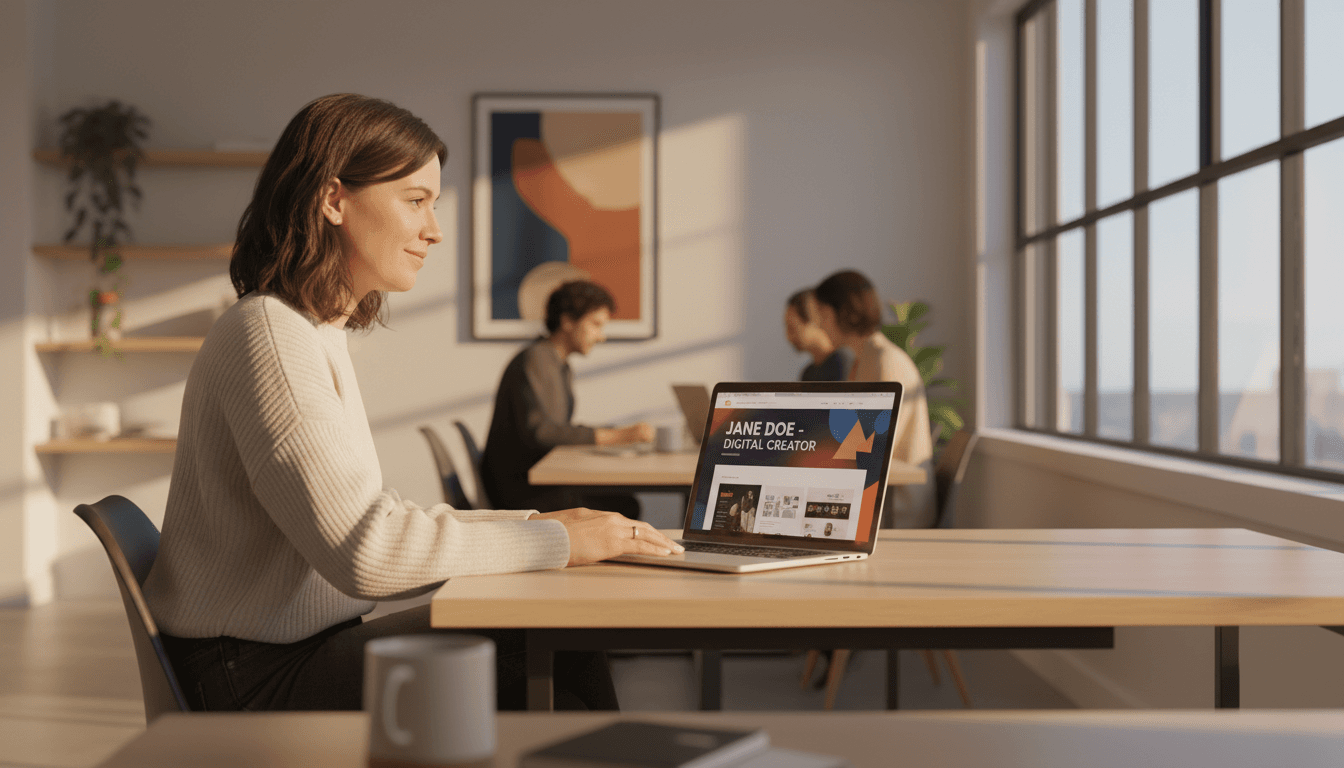 Tech professional building their personal brand at a modern San Francisco workspace